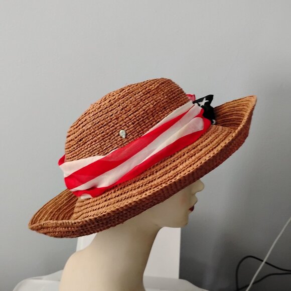 ❤️HELEN KAMINSKI Patriotic Stars Stripes Raffia Packable Hat Austrailia M main image 6